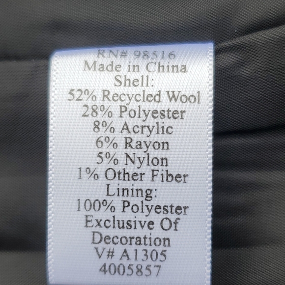 New Coldwater Creek Classic Flower Trimmed Black & Gray Wool Jacket/ Blazer Sz 8 - Picture 9 of 9